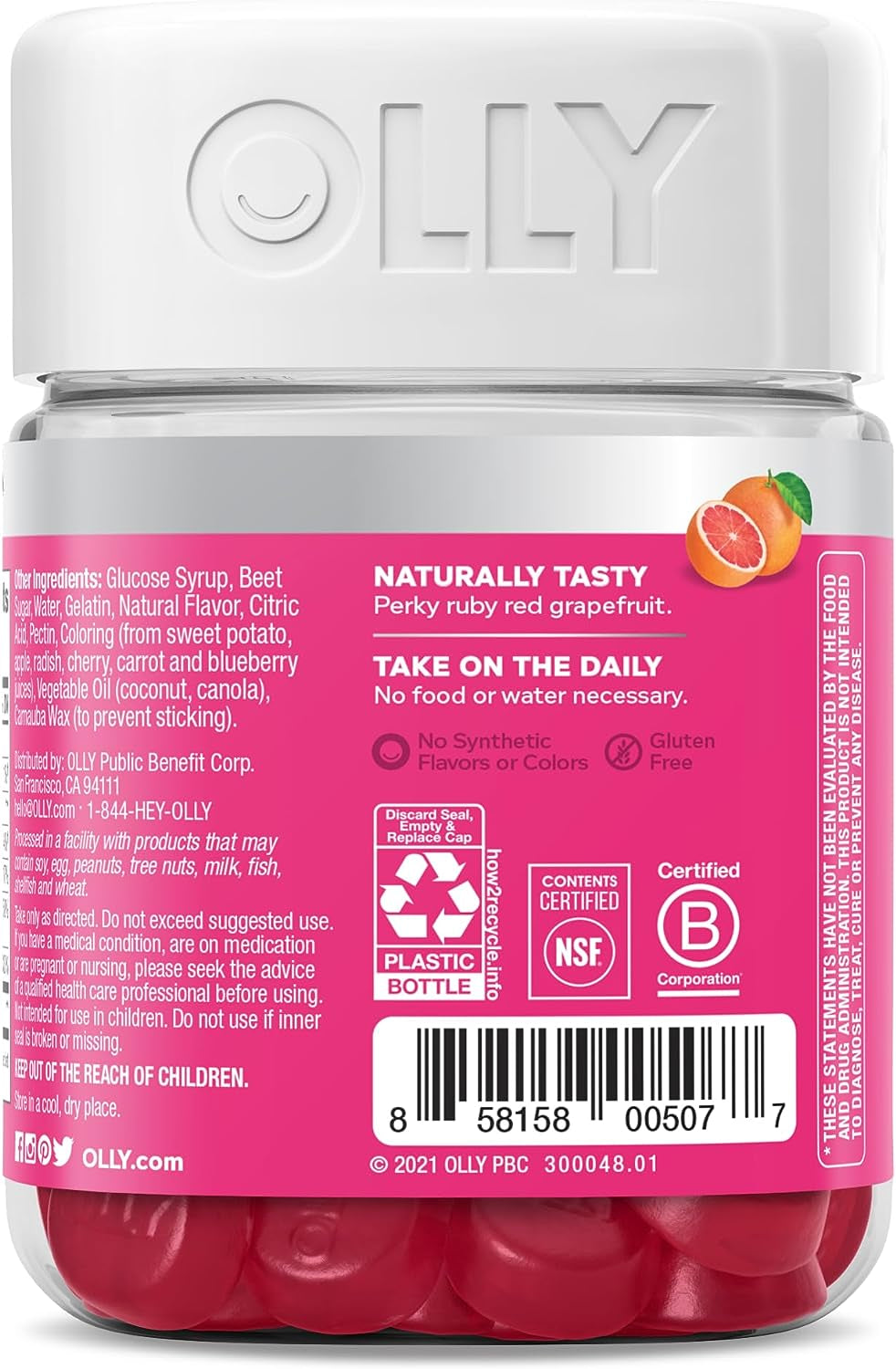 Undeniable Beauty Gummy, for Hair, Skin, Nails, Biotin, Vitamin C, Keratin, Chewable Supplement, Grapefruit, 30 Day Supply - 60 Count