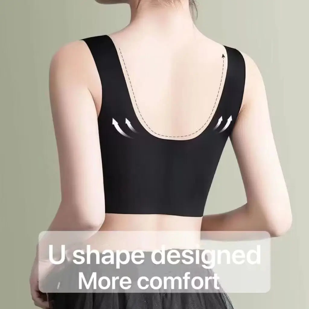 Seamless Push-Up Sports Bra with Lace Detail and Wireless Design