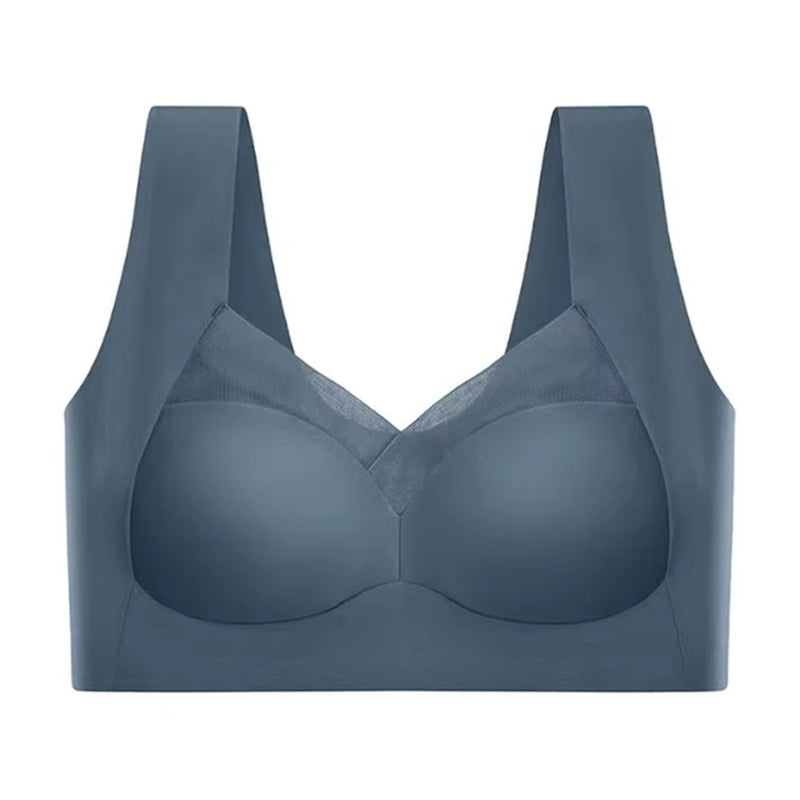 Seamless Push-Up Sports Bra with Lace Detail and Wireless Design