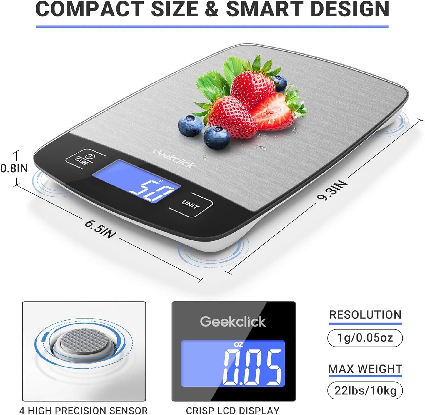 Professional title: "Compact Digital Kitchen Food Scale for Precise Weight Measurement in Grams and Ounces - Ideal for Baking, Cooking, Meal Prep, and Weight Management"