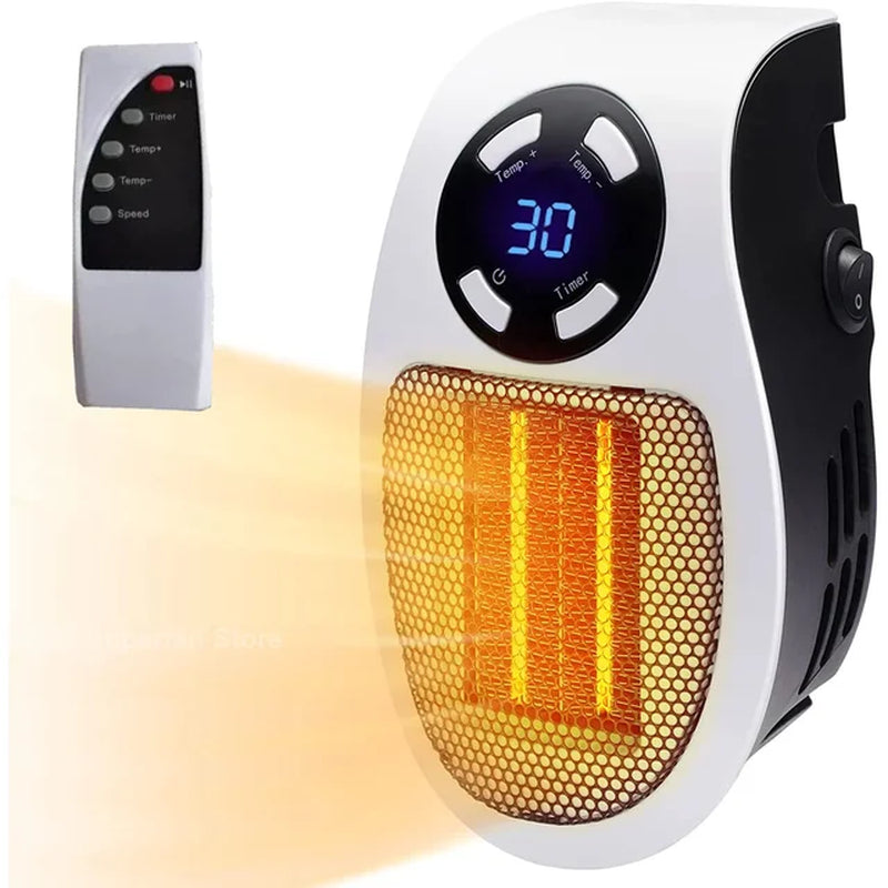 Portable 500W Electric Wall Heater with Remote Control - Mini Radiator for Home Heating