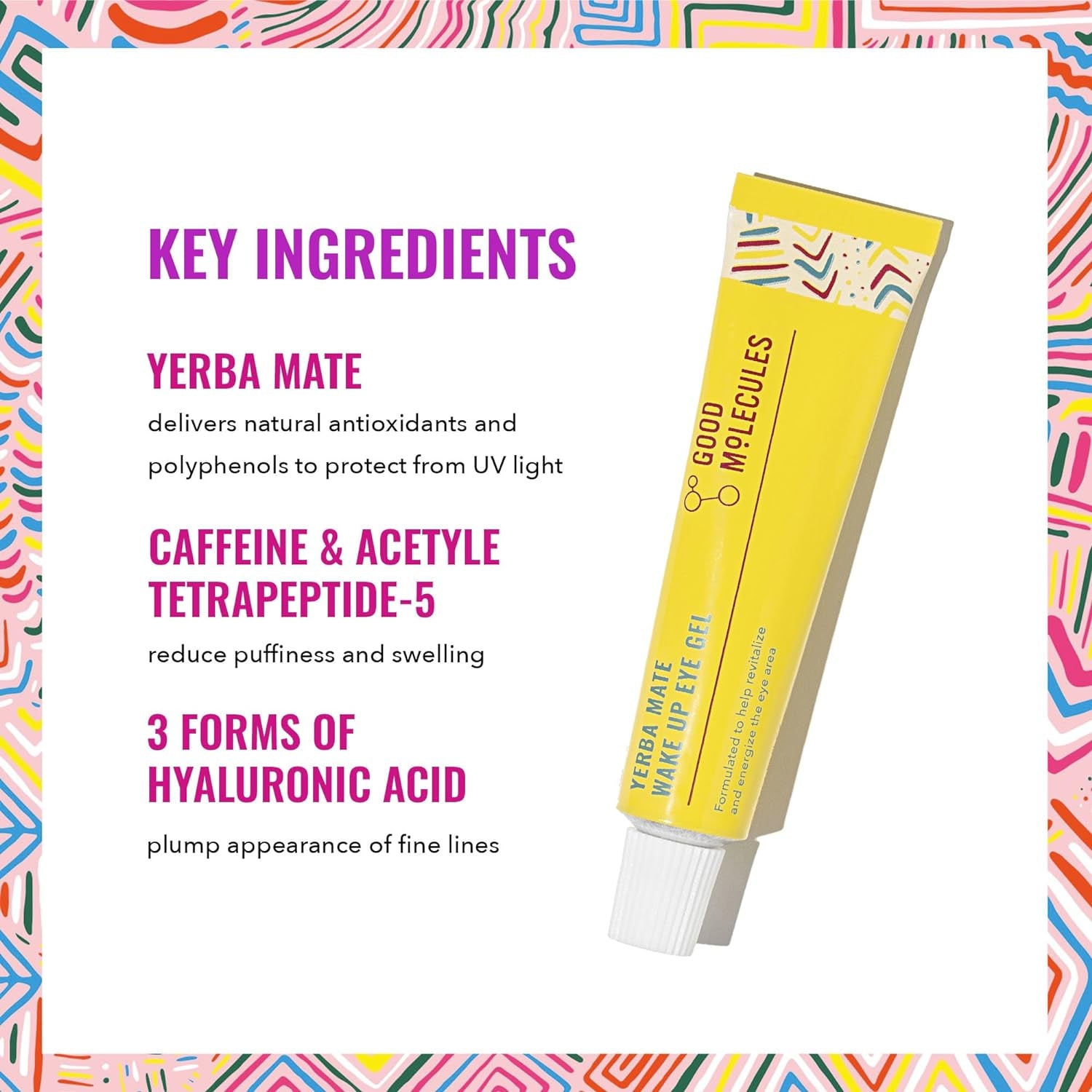 Yerba Mate Wake up Eye Gel - Yerba Mate, Hyaluronic Acid and Caffeine to Hydrate, Minimize Puffiness and Swelling - Skincare for Face