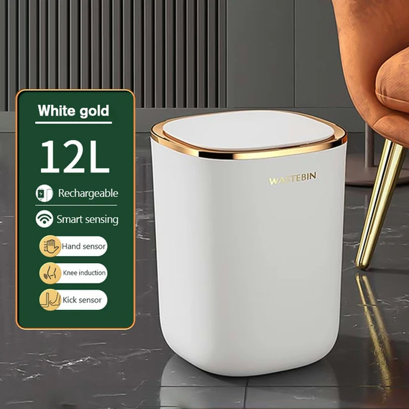 Luxury 12L Smart Sensor Trash Can for Bathroom and Kitchen