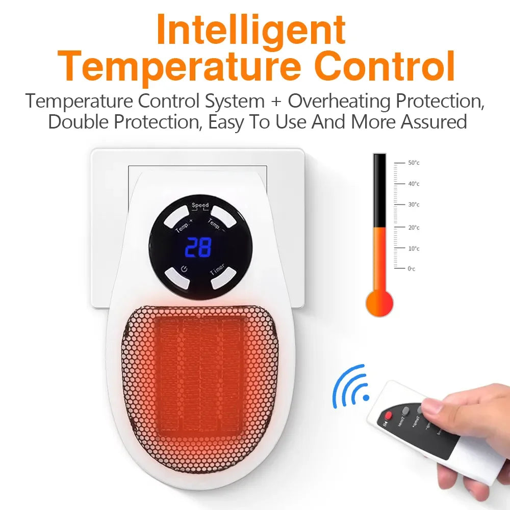 Portable 500W Electric Wall Heater with Remote Control - Mini Radiator for Home Heating