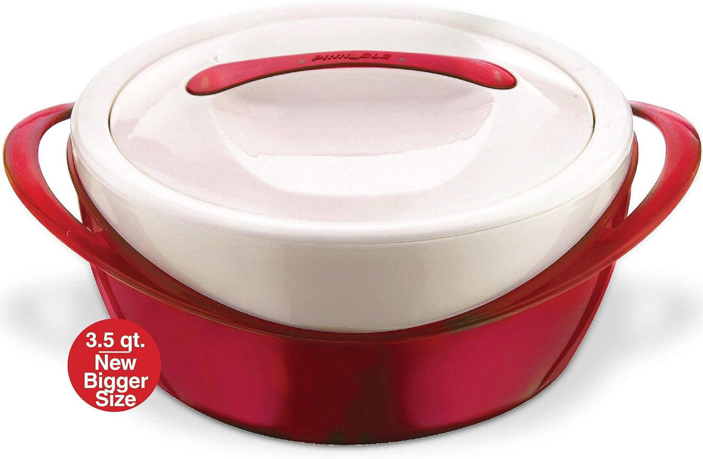 Large Insulated Casserole Dish with Lid 3.6 Qt. Elegant Hot Pot Food Warmer/Cooler -Thermal Soup/Salad Serving Bowl Stainless Steel Hot Food Container–Best Gift Set for Moms –Holidays Red