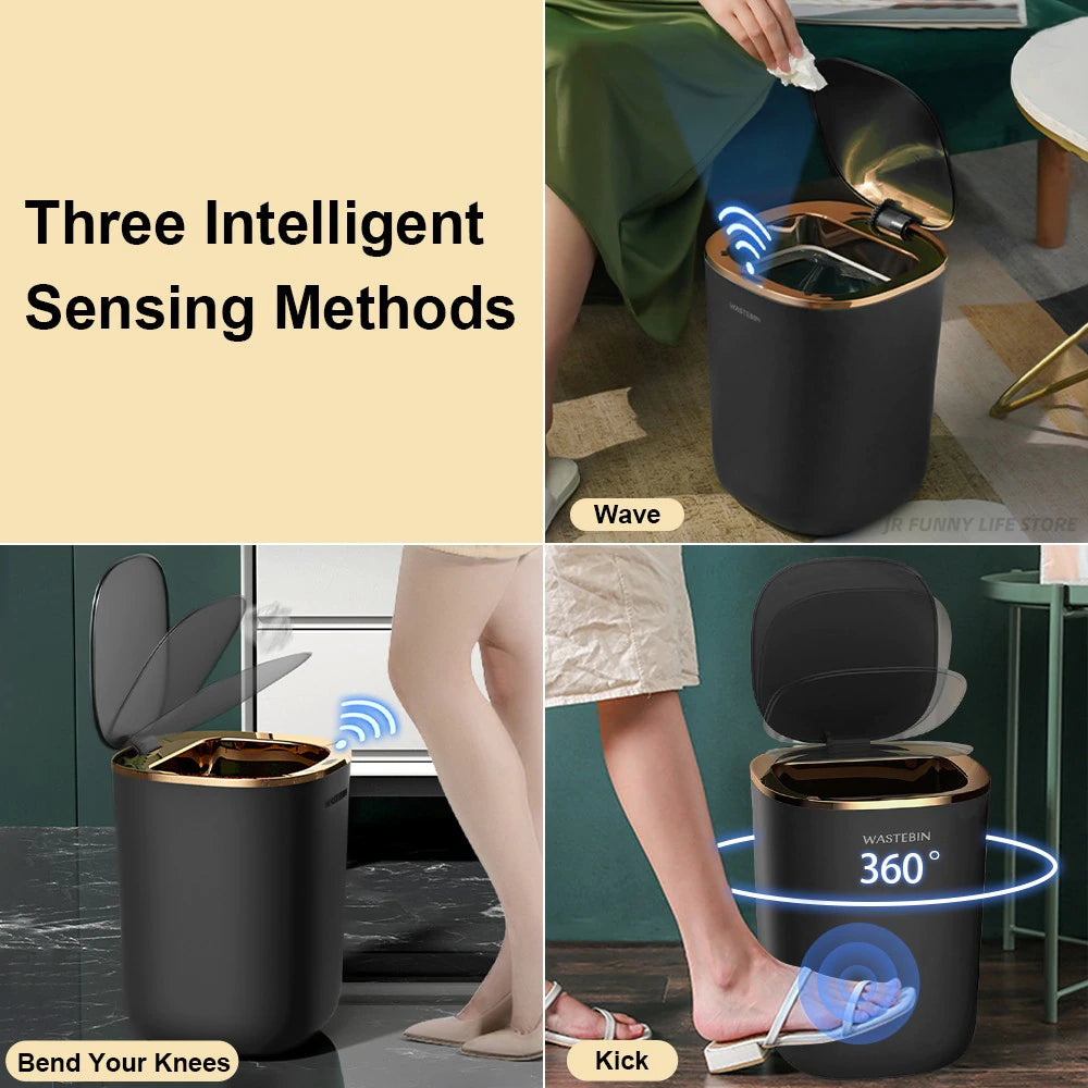 Luxury 12L Smart Sensor Trash Can for Bathroom and Kitchen