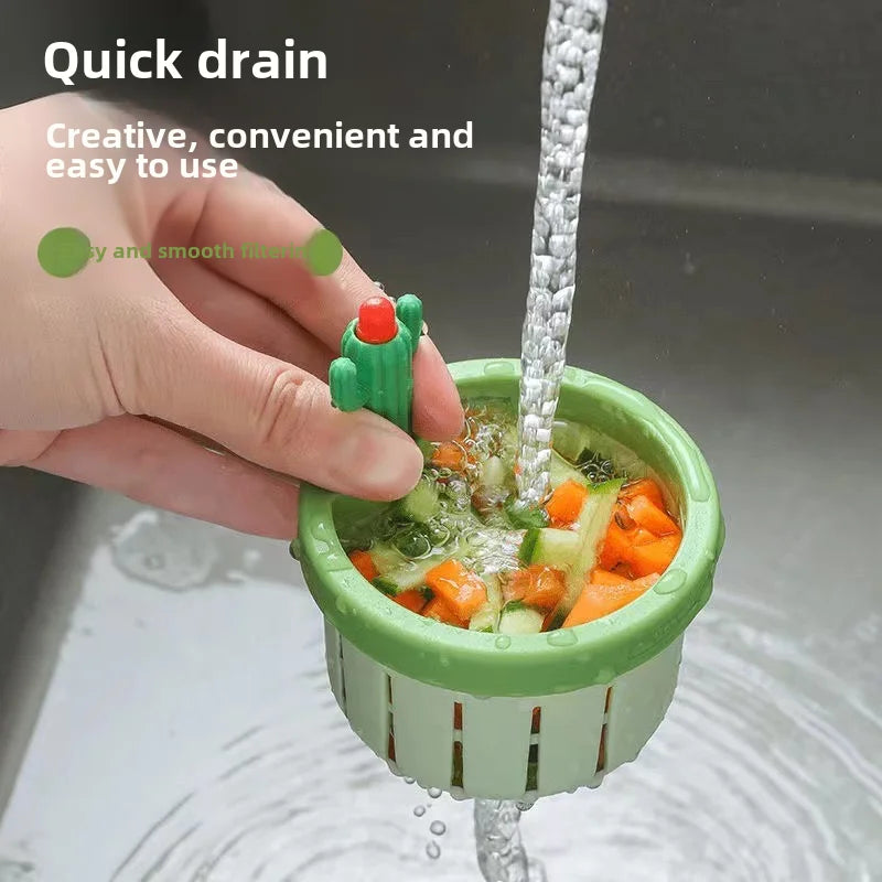 Sink Drain Basket Cactus Kitchen Sink Drain Strainer Anti-Clogging Food Waste Catcher Multi-Functional Kitchen Accessories