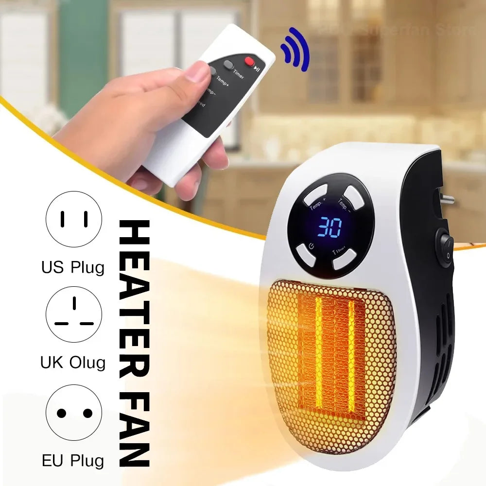 Portable 500W Electric Wall Heater with Remote Control - Mini Radiator for Home Heating