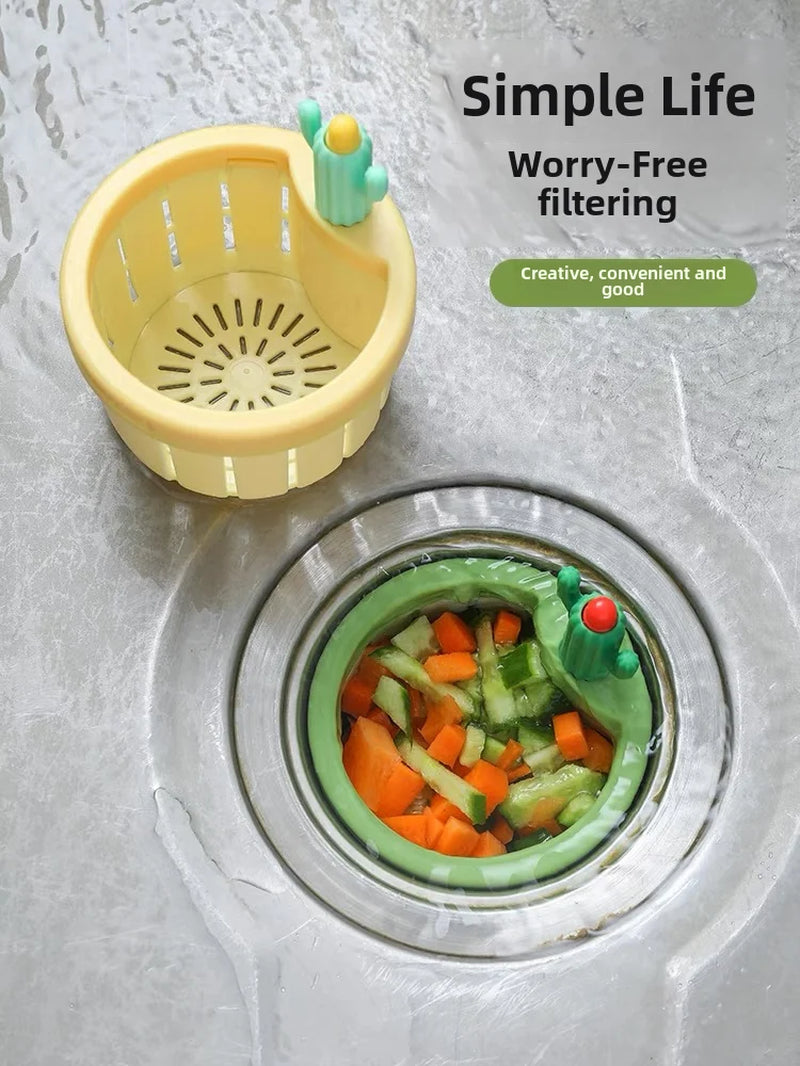 Sink Drain Basket Cactus Kitchen Sink Drain Strainer Anti-Clogging Food Waste Catcher Multi-Functional Kitchen Accessories