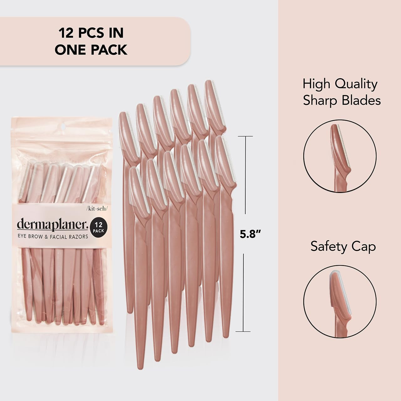 Dermaplaning Tool - Face Razors for Women and Men, Eyebrow Trimmer & Face Shaver for Women, Facial Hair Removal for Women and Men, Dermaplane Razor for Women Face, 12 Pc (Terracotta)