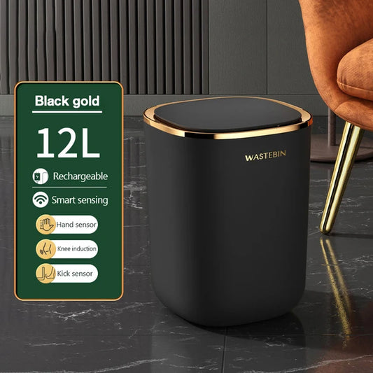 Luxury 12L Smart Sensor Trash Can for Bathroom and Kitchen