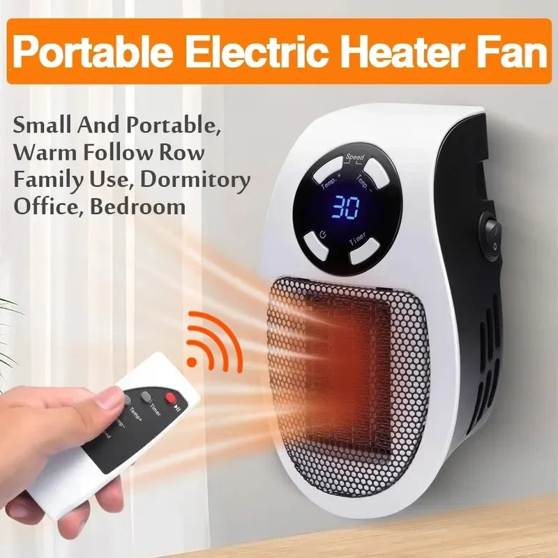 Portable 500W Electric Wall Heater with Remote Control - Mini Radiator for Home Heating